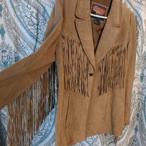 Leather fringed jacket